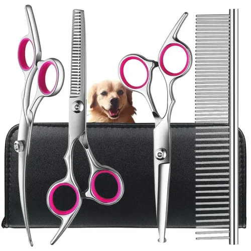 Premium Titanium Coated Dog Grooming Scissors with Safety Round Tips
