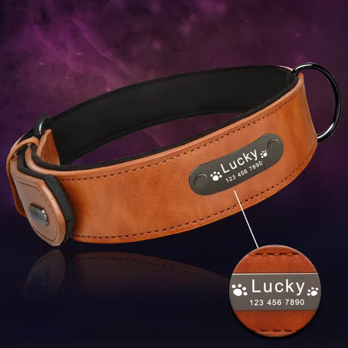 Personalized Dog Collar Leather Pet Products for Dogs