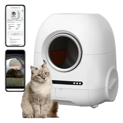 Self-cleaning cat litter box, , suitable for a variety of cat litter, APP control, real-time video, photo and video, safe